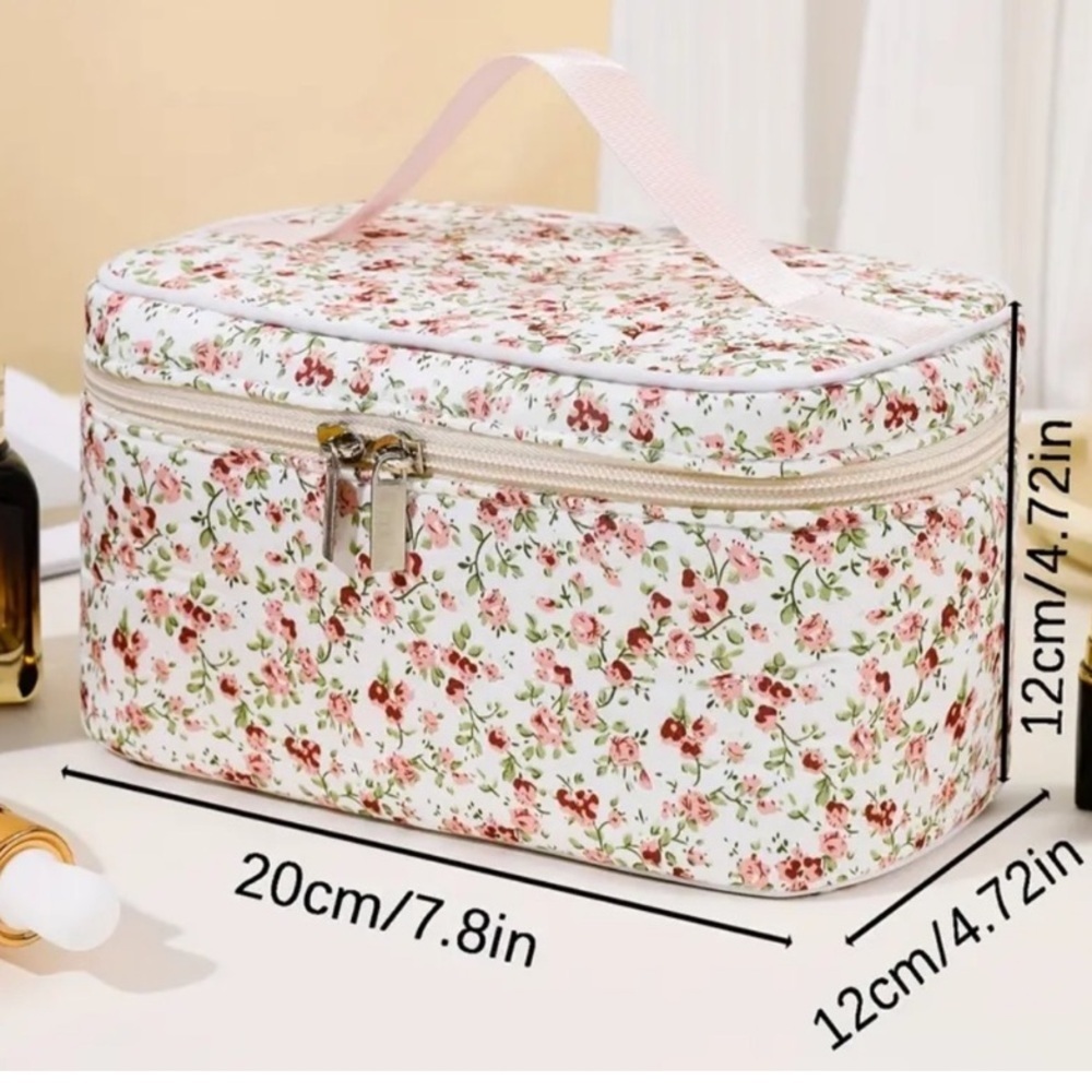 NIP Floral Cosmetic Bag with Pink Handle - Picture 2 of 8